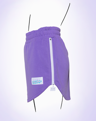 Cassette Zipper Squatting Shorts in Purple